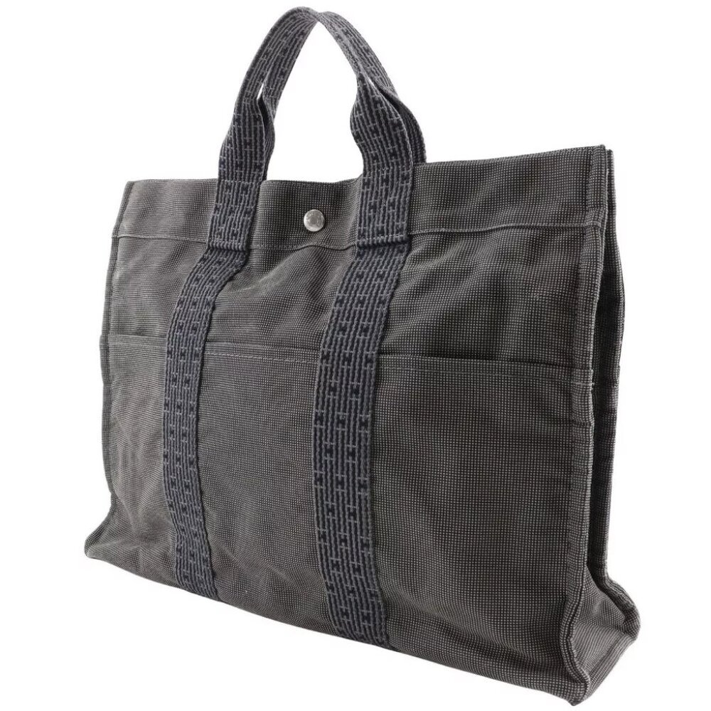 HERMES Herline ToteMM Handbag gray Nylon canvas unisex - Picture 9 of 9